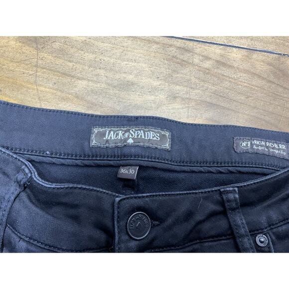 JACK OF SPADES Jeans Men's 36x30 Black High Roller Denim Straight Leg - Picture 6 of 13